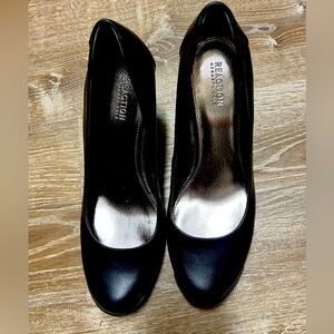 Black Leather Wedge Shoes - NWOT